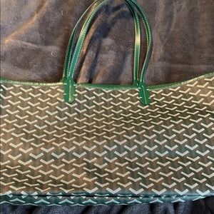 EMO Kelly green coated canvas St. Louis style tote bag with matching coin purse